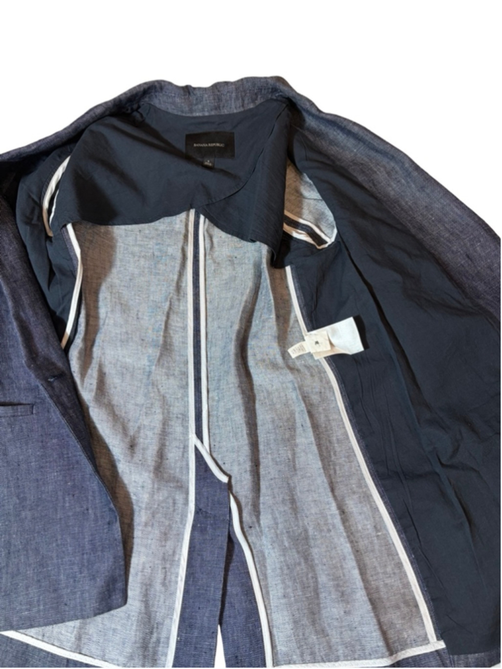 Banana Republic Linen Blazer 6 Blue Chambray One Button Jacket - Picture 5 of 8